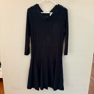 🌿 Elegant Eliza J Dark Green Fit & Flare Sweater Dress – Size L 🌿